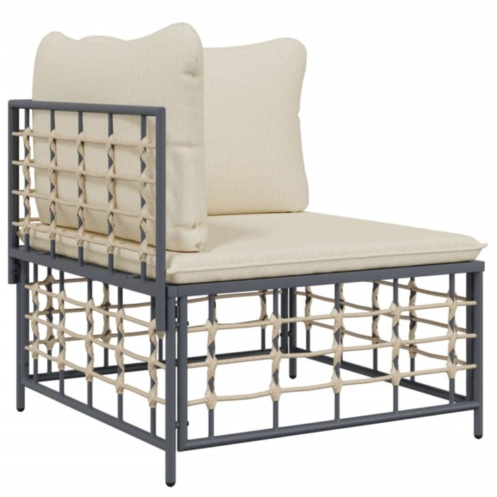 Salon de jardin 6 pcs avec coussins anthracite résine tressée – Image 2