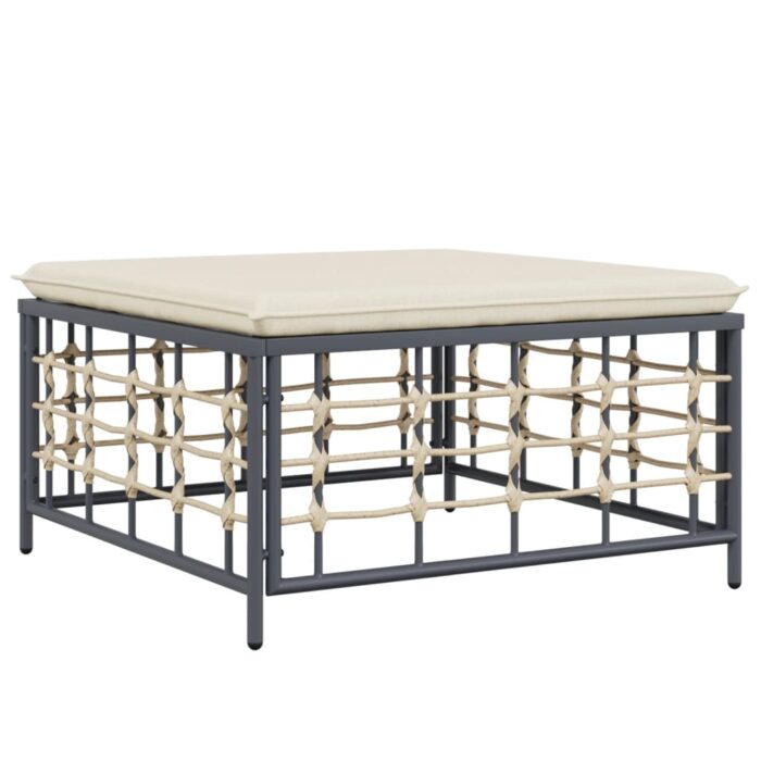 Salon de jardin 5 pcs avec coussins anthracite résine tressée – Image 4