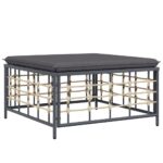 Salon de jardin 5 pcs avec coussins anthracite résine tressée – Image 4