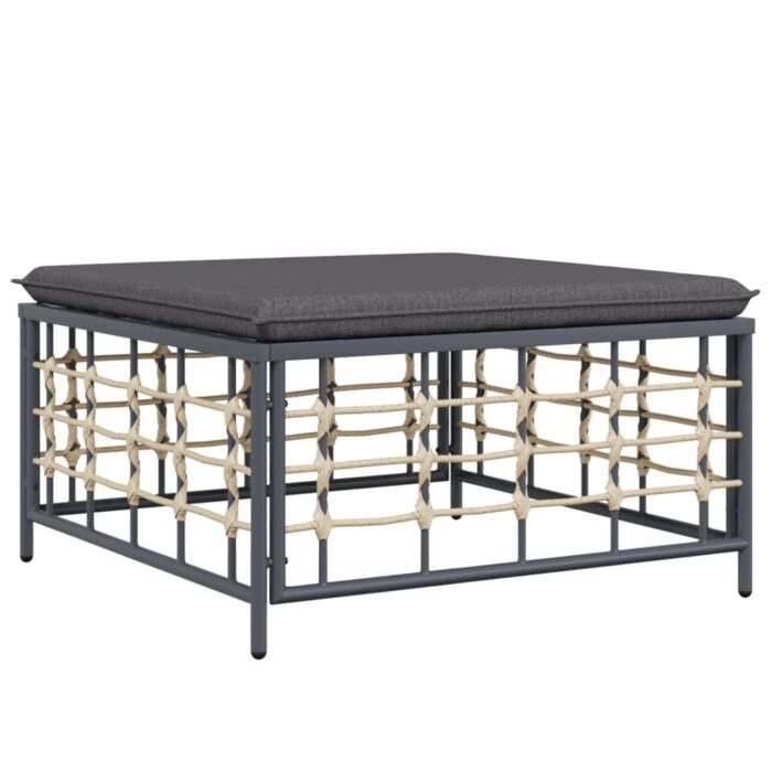 Salon de jardin 5 pcs avec coussins anthracite résine tressée – Image 4