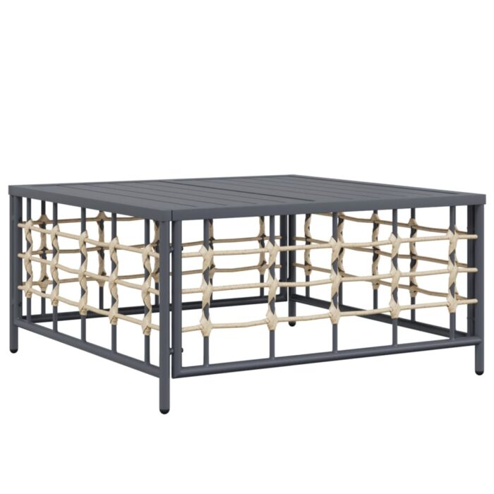Salon de jardin 6 pcs avec coussins anthracite résine tressée – Image 4