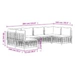 Salon de jardin 6 pcs avec coussins anthracite résine tressée – Image 6