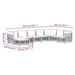 Salon de jardin 8 pcs avec coussins anthracite résine tressée – Image 7