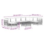 Salon de jardin 9 pcs avec coussins anthracite résine tressée – Image 8