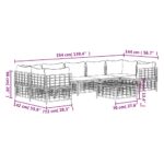 Salon de jardin 8 pcs avec coussins anthracite résine tressée – Image 7