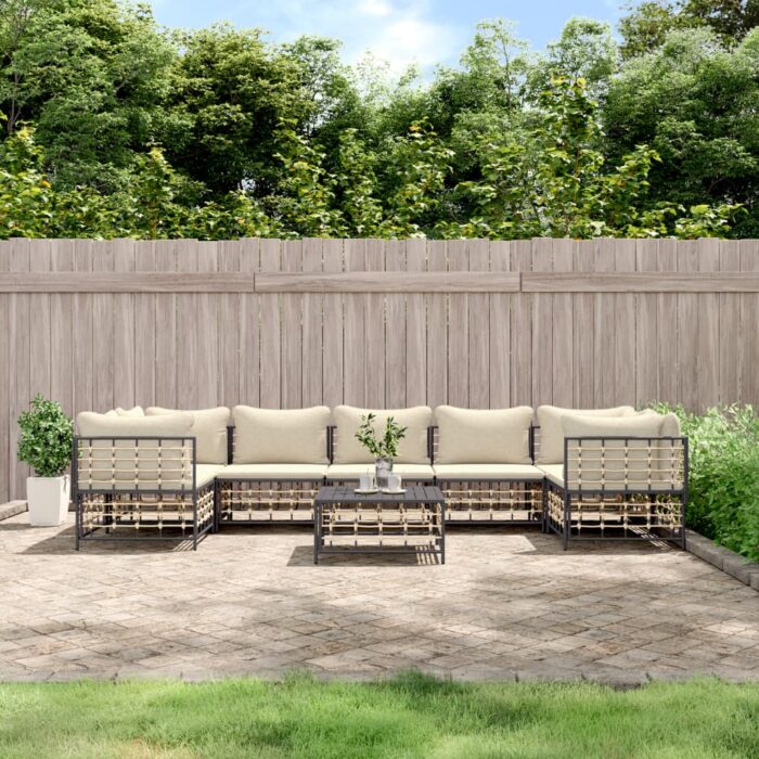 VXL8720845849337_m_en_hd_1.jpg Salon de jardin 8 pcs avec coussins anthracite résine tressée – Image 1