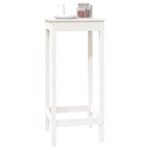 Table de bar blanc 50x50x110 cm bois massif de pin – Image 2