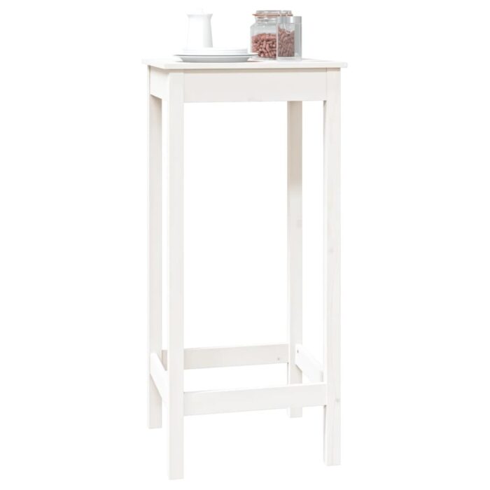 Table de bar blanc 50x50x110 cm bois massif de pin – Image 2