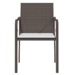 Chaises de jardin et coussins lot de 4 marron 56x59x84 cm rotin – Image 2