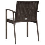 Chaises de jardin coussins lot de 6 marron 56,5x57x83 cm rotin – Image 4