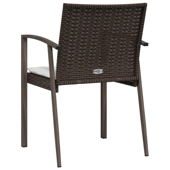 Chaises de jardin coussins lot de 6 marron 56,5x57x83 cm rotin – Image 4
