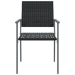 Chaises de jardin lot de 6 noir 54x62,5x89 cm résine tressée – Image 2