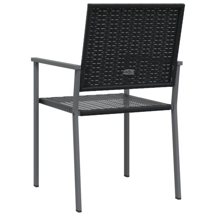 Chaises de jardin lot de 6 noir 54x62,5x89 cm résine tressée – Image 4