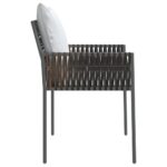 Chaises de jardin et coussins lot de 4 marron 54x61x83 cm rotin – Image 3