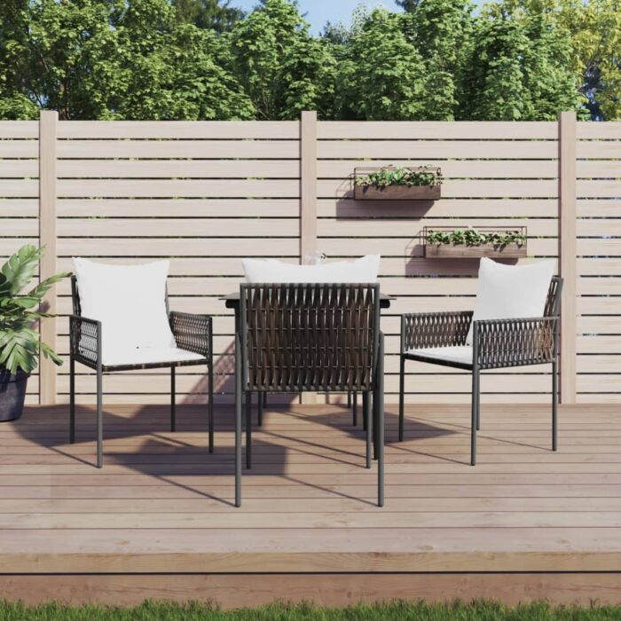 Chaises de jardin et coussins lot de 4 marron 54x61x83 cm rotin – Image 1