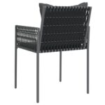 Chaises de jardin avec coussins lot de 6 noir 54x61x83 cm rotin – Image 4