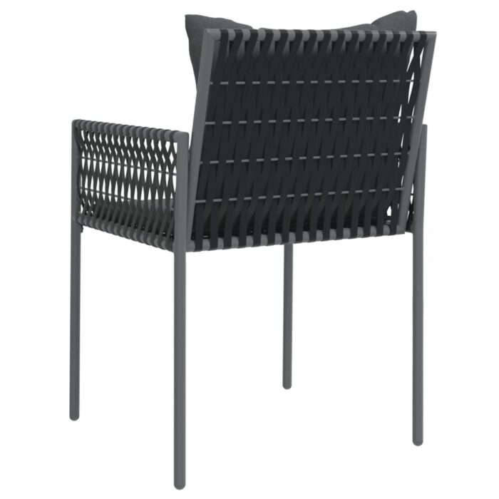 Chaises de jardin avec coussins lot de 6 noir 54x61x83 cm rotin – Image 4