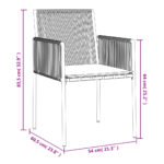 Chaises de jardin et coussins lot de 4 noir 54x60,5x83,5 cm – Image 7