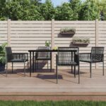 Chaises de jardin et coussins lot de 4 noir 54x60,5x83,5 cm