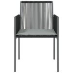Chaises de jardin et coussins lot de 6 noir 54x60,5x83,5 cm – Image 2