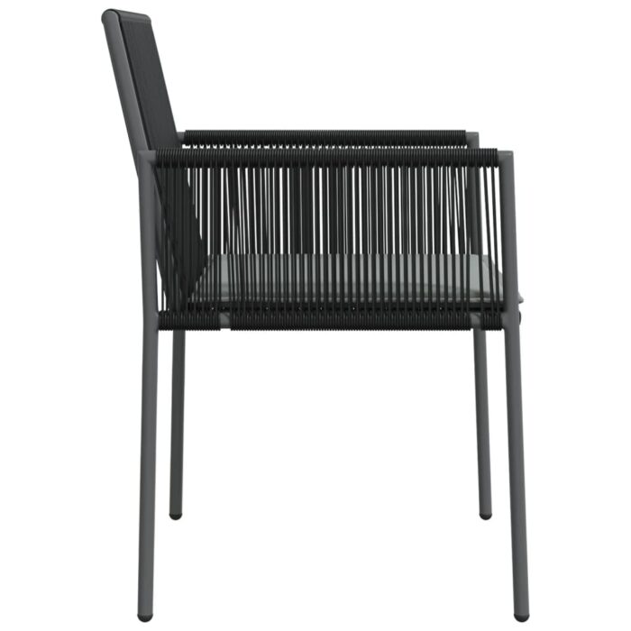Chaises de jardin et coussins lot de 6 noir 54x60,5x83,5 cm – Image 3