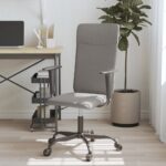 Chaise de bureau réglable en hauteur gris foncé tissu