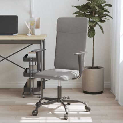 Chaise de bureau réglable en hauteur gris foncé tissu