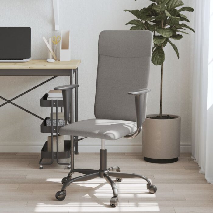 Chaise de bureau réglable en hauteur gris foncé tissu – Image 1