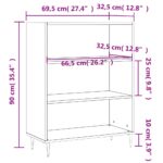 Bibliothèque gris béton 69,5x32,5x90 cm bois d'ingénierie – Image 7
