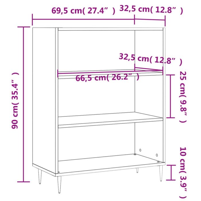 Bibliothèque gris béton 69,5x32,5x90 cm bois d'ingénierie – Image 7