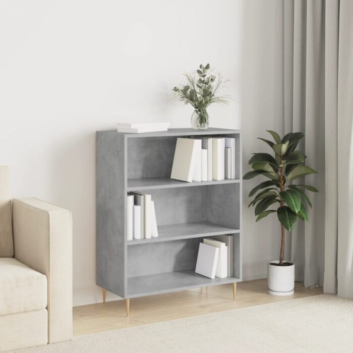 Bibliothèque gris béton 69,5x32,5x90 cm bois d'ingénierie – Image 1