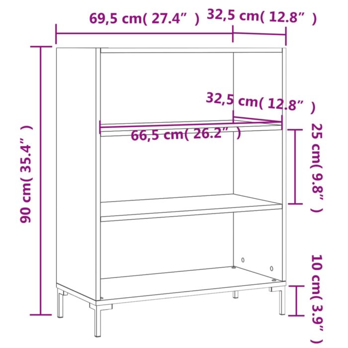 Bibliothèque gris béton 69,5x32,5x90 cm bois d'ingénierie – Image 7