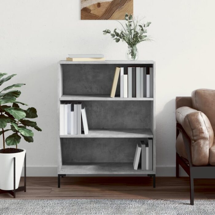 Bibliothèque gris béton 69,5x32,5x90 cm bois d'ingénierie – Image 1