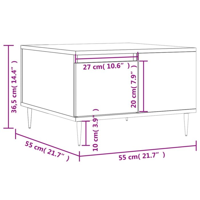 Table basse gris béton 55x55x36,5 cm bois d'ingénierie – Image 9