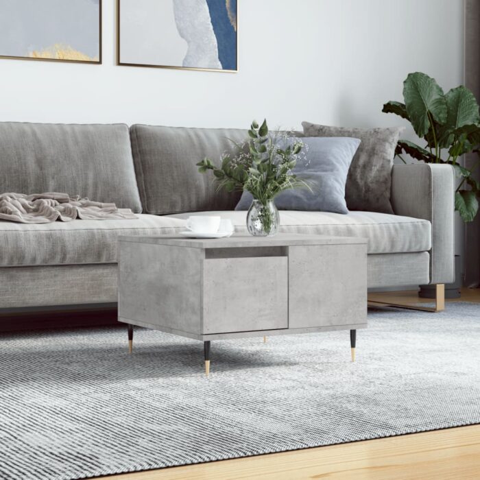 Table basse gris béton 55x55x36,5 cm bois d'ingénierie – Image 1