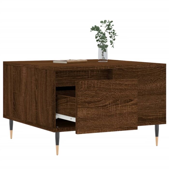 Table basse chêne marron 55x55x36,5 cm bois d'ingénierie – Image 2