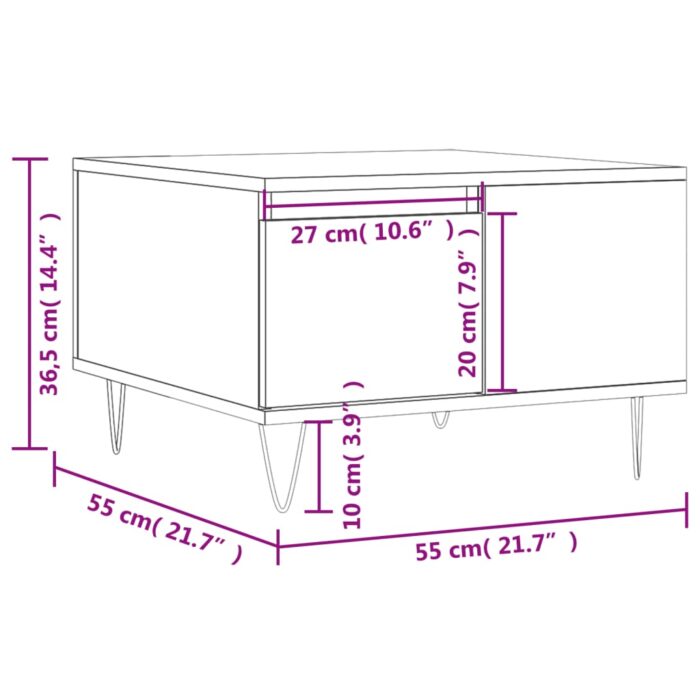 Table basse chêne sonoma 55x55x36,5 cm bois d'ingénierie – Image 9