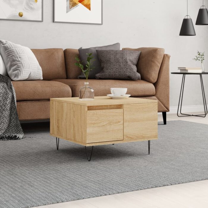 Table basse chêne sonoma 55x55x36,5 cm bois d'ingénierie – Image 1