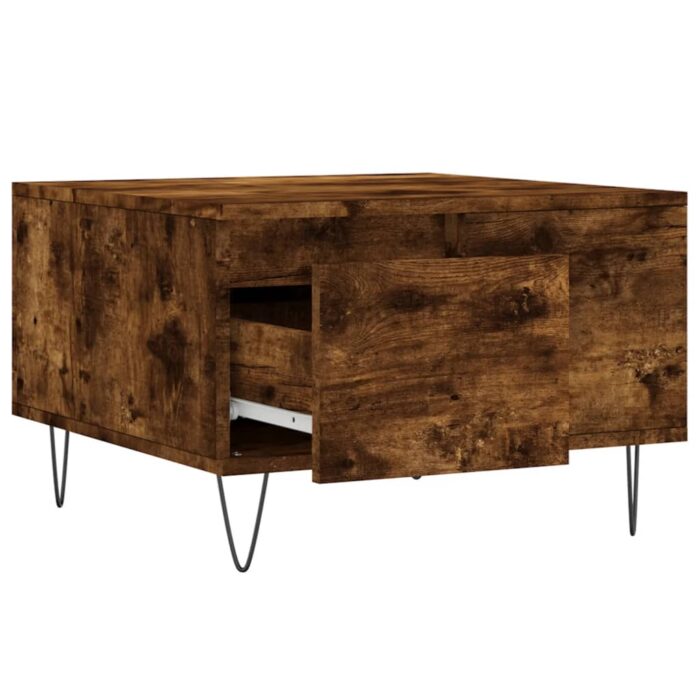 Table basse chêne fumé 55x55x36,5 cm bois d'ingénierie – Image 4