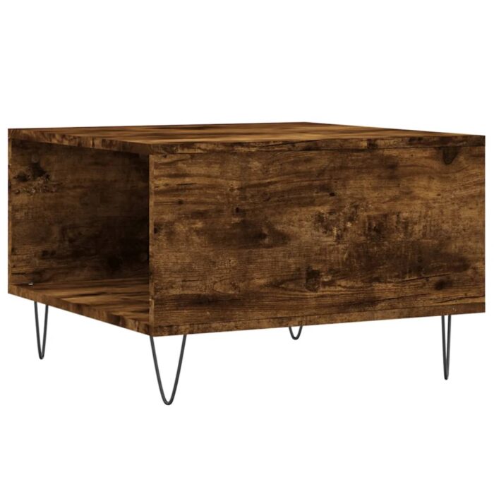 Table basse chêne fumé 55x55x36,5 cm bois d'ingénierie – Image 6