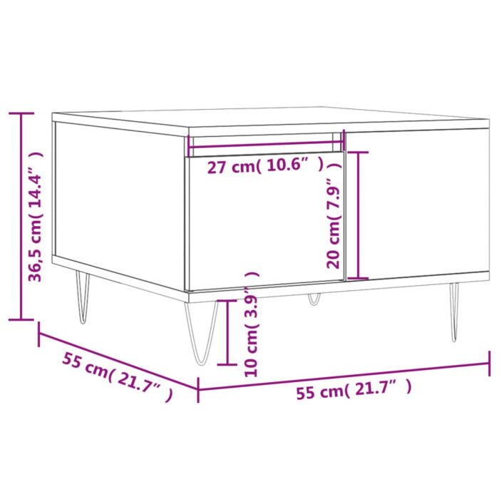 Table basse chêne fumé 55x55x36,5 cm bois d'ingénierie – Image 9