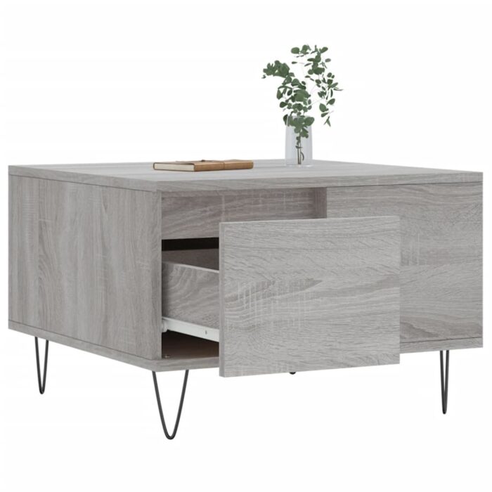 Table basse sonoma gris 55x55x36,5 cm bois d'ingénierie – Image 2