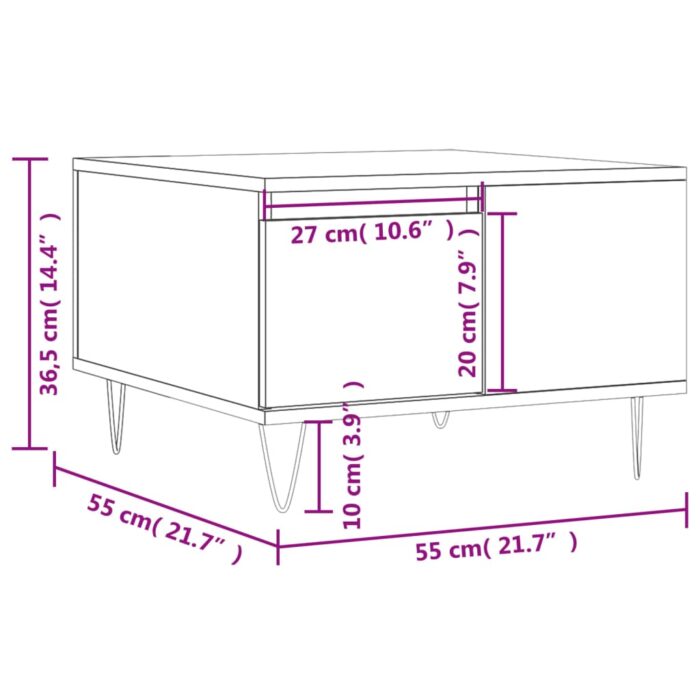 Table basse sonoma gris 55x55x36,5 cm bois d'ingénierie – Image 9