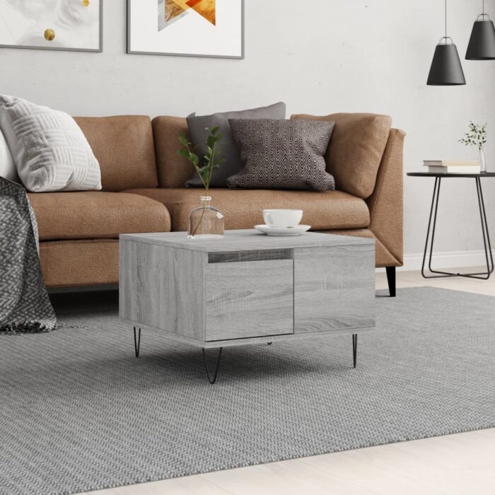 Table basse sonoma gris 55x55x36,5 cm bois d'ingénierie – Image 1