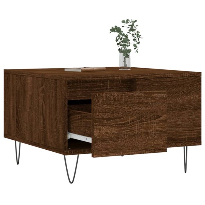 Table basse chêne marron 55x55x36,5 cm bois d'ingénierie – Image 2