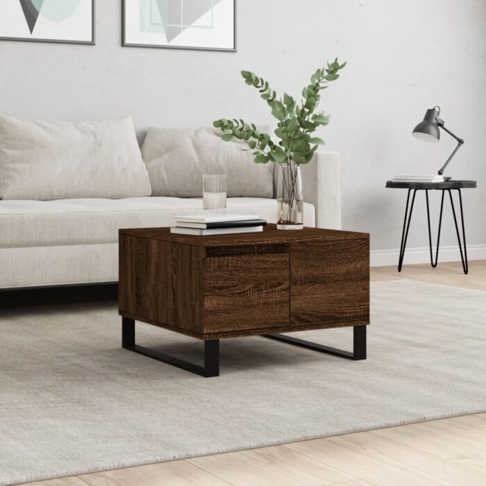 Table basse chêne marron 55x55x36,5 cm bois d'ingénierie – Image 1