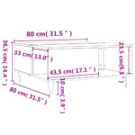Table basse chêne sonoma 80x80x36,5 cm bois d'ingénierie – Image 7