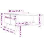 Table basse gris béton 80x80x36,5 cm bois d'ingénierie – Image 7