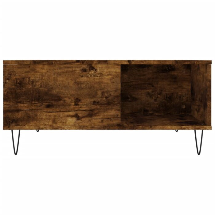 Table basse chêne fumé 80x80x36,5 cm bois d'ingénierie – Image 3