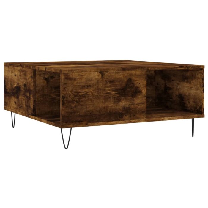 Table basse chêne fumé 80x80x36,5 cm bois d'ingénierie – Image 4